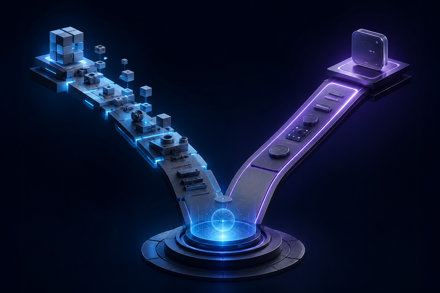 Abstract editorial visualization for Build vs Buy Automation: A Decision Framework for Enterprise Operations